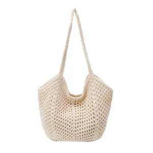 New Casual Lazy Style Straw Woven Tote Bag for Women, Hollow Out Design Large Capacity Shoulder Bag, Handmade Beach Vacation Purse Perfect for Seaside Trips, Summer Travel, Shopping, Holidays & Daily Outdoor Activities,summervibes