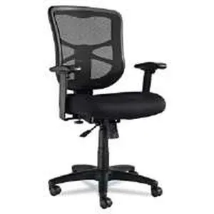 Alera ALEEL42BME10B Elusion Series Mesh Medium Back Swivel Tilt Chair - Black, Comfortable Wheel-Based Desk Chair for Office Use, Comfortable Desk Chairs, Wheel-Based Desk Chairs