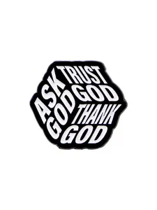 Trust God Cartoon Text Pin, Zinc Alloy Dice Brooch, Backpack Briefcase Clothing Accessory, Casual Decoration, All Seasons