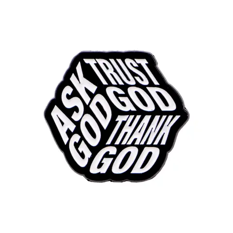 Trust God Cartoon Text Pin, Letter Brooch Pin, Lapel Pin, Zinc Alloy Dice Brooch, Backpack Briefcase Clothing Accessory, Casual Decoration, All Seasons