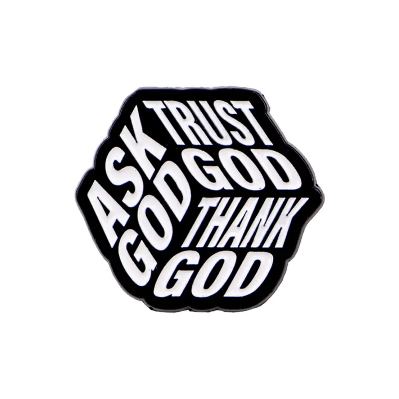 Trust God Cartoon Text Pin, Letter Brooch Pin, Lapel Pin, Zinc Alloy Dice Brooch, Backpack Briefcase Clothing Accessory, Casual Decoration, All Seasons