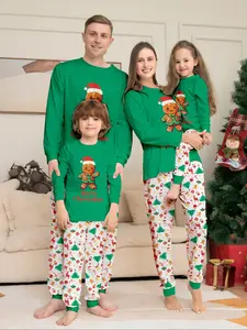 Christmas Family Pajamas Set 2 Pieces Soft Comfortable Fitted Long Sleeve, Skin-Friendly Holiday Print Homewear for Kids & Adults