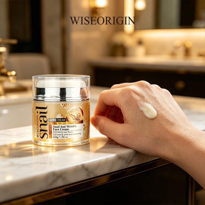 WISEORIGIN Snail Anti-Wrinkle Face Cream, Fades Fine Lines, Tightens Facial Contours, Hydrating Daily Moisturizer, Ideal Gift(50g) Skin Repair Hydrate Moisture Moisturizing