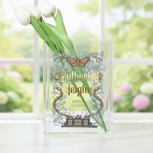 Wuthering Heights Acrylic Book Vase, Literary Vases, Classic Novel Lover Gift, Bookish Home Decor