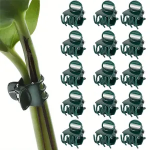 100Pcs Plastic Garden Clip, Dark Green Vine Support Bundle, Plant Clips, Phalaenopsis Graft Orchid Stem Clip, Gardening Tool, Grow Upright
