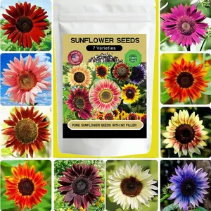 Sunflower Seeds 7 Varieties 1000+Pcs, Mixed Colored Sunflower for Outdoor Planting, Attracts Pollinators & Perfect for Garden Decoration