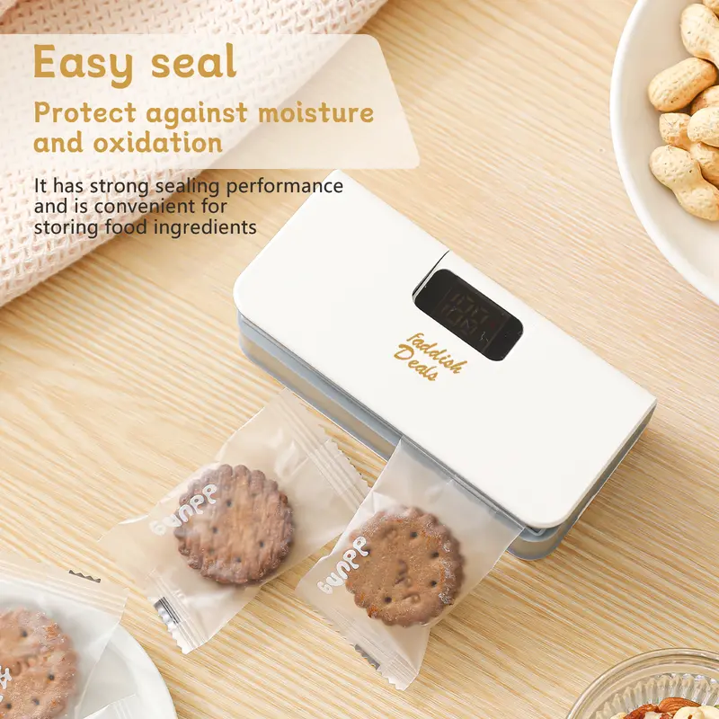 Product Introduction of Portable sealing machine, suitable for sealing of snacks, coffee and pet food packaging, bag cutter, rechargeable, compact food storage sealing device 7