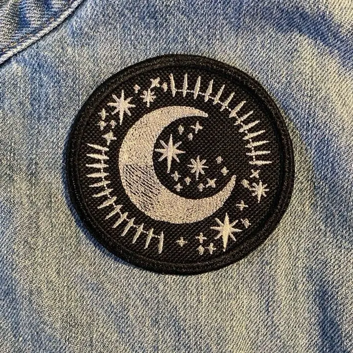 Celestial Embroidery Sew On Patch - Delicate Iron-On, Hook Backing Sewing Supply, Sew On Patches