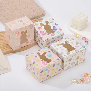 12/24PCS Easter Square Small Boxes, Easter Party Gift Boxes, Creative Bunny Shape Window Cartoon Gift Boxes, Party Gift Box Packaging
