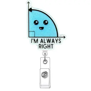 Retractable Badge Reel, 1 Count/20pcs Acrylic ID Holder with Clip for Nurses, Doctors, Students & Office Staff, Office Supplies