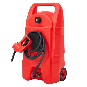 Upgraded 15 Gallon Portable Liquid Storage Tank, Heavy-Duty Fluid Container with Manual Transfer Pump & 10FT Hose, Leak-Proof Rolling Caddy with Casters for Lawn Mowers, Tractor, Boat, Snow Blower