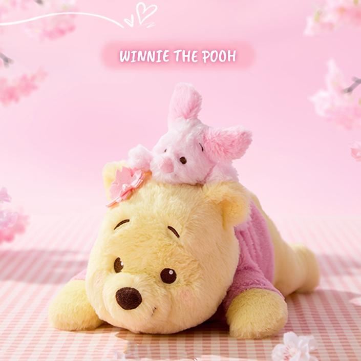 [CHRISTMAS GIFT] Disney Series Winnie the Pooh Stitch Dumbo Plush Figure – Sakura Pose Soft Toy Gift Versatile Huggable Pillow for Napping Gift for Kids Friends