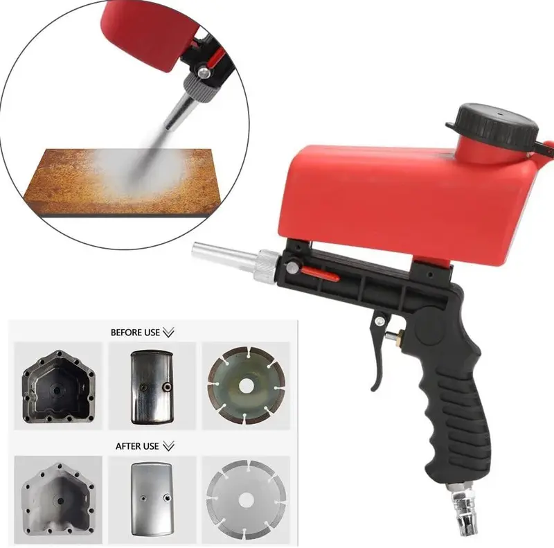 Pneumatic Sandblasting Gun, Portable Handheld Sandblaster, 90psi Sandblasting Gun, Air Sandblasting Gun, Sandblaster with 2 Nozzles and Air Regulator, for removing paint, rust, stains, and dirt from surfaces.tools and gadgets for him，mechanic tools