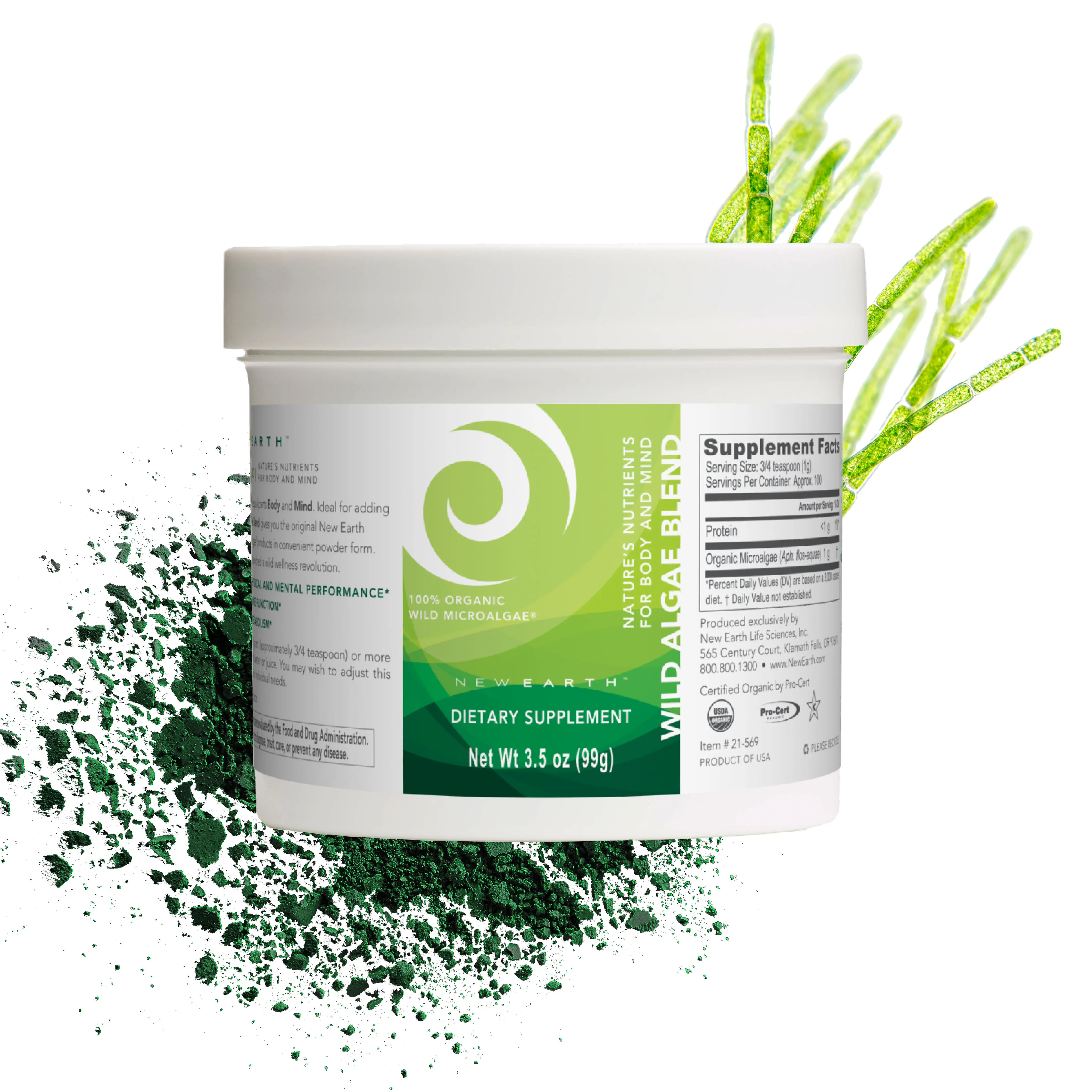 Wild Algae Blend | Organic Blue-Green Algae Superfood Powder with AFA for Energy, Digestion & Immune Support | Vegan, Non-GMO, Gluten-Free