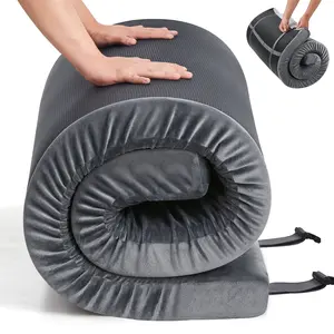 US 3-inch memory foam camping mattress, portable camping foam sleeping pad, adult roll-up sleeping pad, car, tent SUV crib mattress