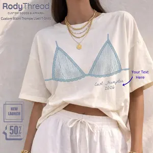 [Flash Deal] RodyThread Custom Bikini Trompe L’oeil T-Shirt – Personalized Summer Vacation Destination Tee, Coastal Aesthetic Beach Coverup, Quirky Girls Trip Outfit, Last Splash Seashells and Wedding Bells, Bikini Body Illusion Shirt