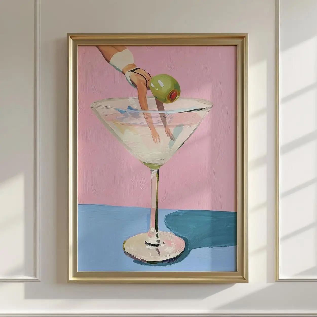Martini Olive Girl Wall Art Cocktail Bar Poster Fun Kitchen Decor Print E