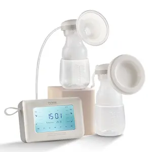VEVOR Breast Pump, Single/Double Adjustable Electric Breast Pumps, 4 Modes 9/15 Levels, Reciprocating Piston Pumps, 4000mAH Anti-Backflow Breastfeeding Pump with 300mmHg High Suction, 18/22mm Flange
