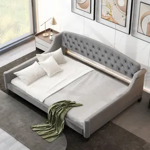 Full Size Upholstered Daybed with Modern Luxury Tufted Button, Wooden Daybed Frame, Velvet Sofa Bed, No Box Spring Needed