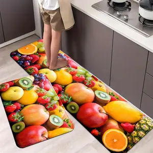 Fruit-Themed Kitchen Rugs, Non-Slip, Machine Washable Polyester Mats, Durable Knit Weave, Comfortable Standing Kitchen Runner Rugs, with Multiple Sizes Available for Kitchen, Home, Office, Laundry, Bathroom