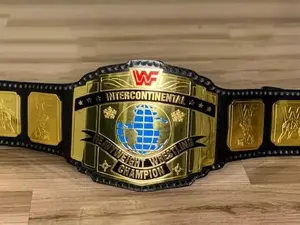 Intercontinental Block Heavyweight Championship Replica Belt BlackStrap Red Logo