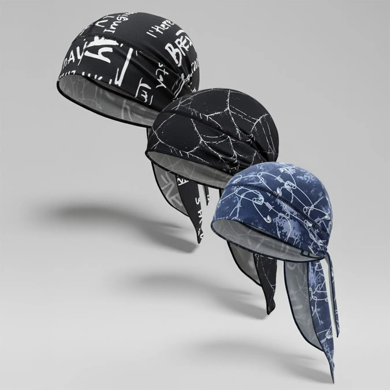 Cooling Helmet Liners - Do Rag Breathable Skull Caps for Men - Cooling Head Wraps, Hard Hat Liner - Motorcycle Pirate Bandana