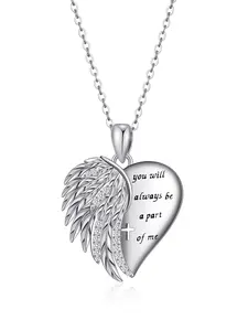 14K White Gold Plated Angel Wings Necklace Guardian Angel Wings Pendant Necklaces Mothers Day Christmas Birthday Jewelry Gifts for Women