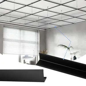 LooYee 50 Pcs 72 Inch Wall Molding Trim Drop Ceiling Grid, 6 Ft Galvanized Steel Rust & Fire Resistance Easy Installation, Ideal For Basement Living Room Garage Kitchen Bathroom Black