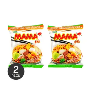 2 Pack MAMA Tom Yum Pork Instant Noodles - Authentic Thai Flavor, 60g per Pack - Classic Thai Street Food Ramen