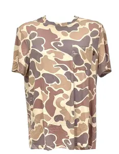 AFW Men's Vintage Camo Brown Rayon Fabric Soft Outdoor T-Shirt, Sun-Protective Menswear Top