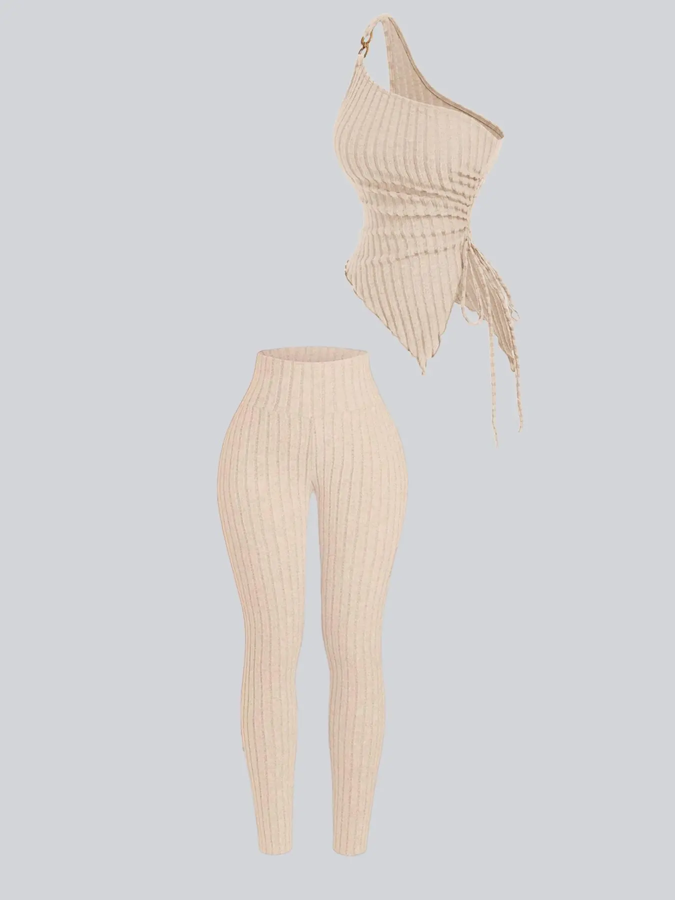 Two-Piece Set Women's Solid Ribbed Crop Tank Top & Skinny Pants, Casual Fashion Cozy Top & Trousers for Daily Outdoor Wear, Ladies Summer Clothes, Pajama, Loungewear