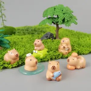 8 Pcs Miniature Capybara Figurines Mini Crocodile Figures Set Cute Resin Cake Toppers for DIY Moss Landscape Dollhouse Birthday Party Decorations