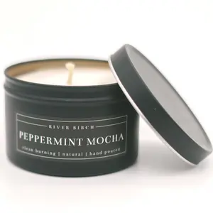 Peppermint Mocha - 8oz Black Tin Soy Candle