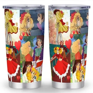 1pc 20oz Candy Candy Anime Tumbler  - 304 Stainless Steel , Cute Retro Cartoon Design, Spill-Proof Lid & Straw for Outdoor Camping, Travel, Gift for Fans