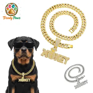 Pet Bling Collar ​   - Hip Hop "MONEY" Cuban Chain with Full Rhinestone Pendant, Shiny & Cute Party Collar for Small Medium Dogs Cats, Edgy Drip, # PetTok # BlingPets