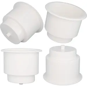 Yuanhe White Plastic Cup Drink Holder Insert with Drain for Boat Car Marine Rv, 4PCS