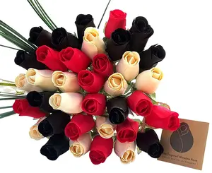 Red, Black and White Wooden Rose Flower Bouquet