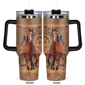 40oz Tumbler, 1pc Gift, Stainless Steel Cup, Insulated and Durable, Featuring a beautiful horse design, Perfect Gift for Horse Lovers and Equestrians, Great for Hot or Cold Beverages