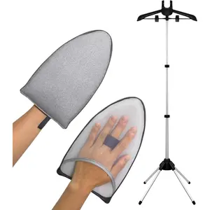 Steamer Hanger Stand with Garment Steamer Ironing Gloves,Garment hanger for steaming clothes,Steam rack for clothes,Handheld garment steamer rack