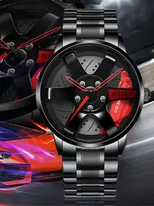 Fashion New Men's Watch Business Fashion Watch Vacuum Plated Wheel Style Quartz Watch Non-Mechanical Wristwatch, Stylish and Durable Timepiece