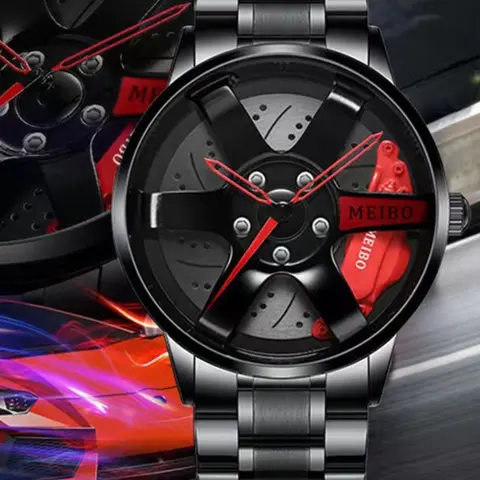 Fashion New Men's Watch Business Fashion Watch Vacuum Plated Wheel Style Quartz Analog Wristwatch Non-Mechanical Wristwatch, Stylish and Durable Timepiece Analog Quartz Watches
