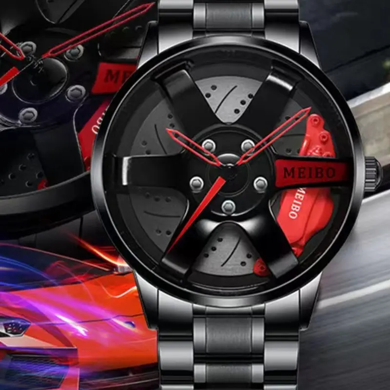 Fashion New Men's Watch Business Fashion Watch Vacuum Plated Wheel Style Quartz Analog Wristwatch Non-Mechanical Wristwatch, Stylish and Durable Timepiece Analog Quartz Watches