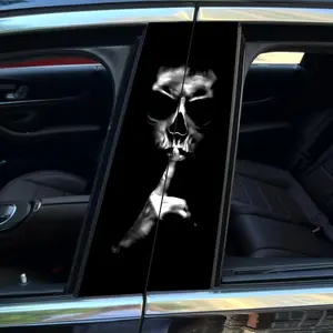 Car B-pillar Sticker, Skull Pattern Car Sticker, Universal Car Sticker, Durable Vinyl Protective Film, Self-adhesive Car Decal, Sticker For Cars, Compatible with metallic Surface