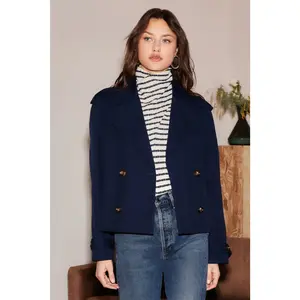 Chelsea Cropped Trench Jacket- Navy
