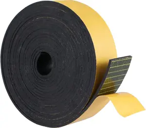 Adhesive Solid Neoprene Rubber Strips 1/8 (.125) inch Thick X 1 inch Wide X 5 , for DIY Weather Stripping, Gasket, Seal