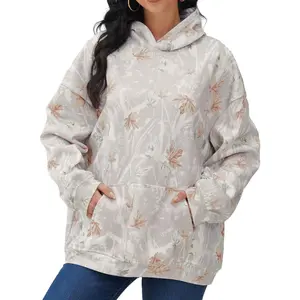 Womens Camo Maple Leaf Print Oversized Hooded Sweatshirt Fleece Pullover Casual Sweatshirts Long Sleeve Hoodies Lounge  Fall Outfits with Pocket Streetwear