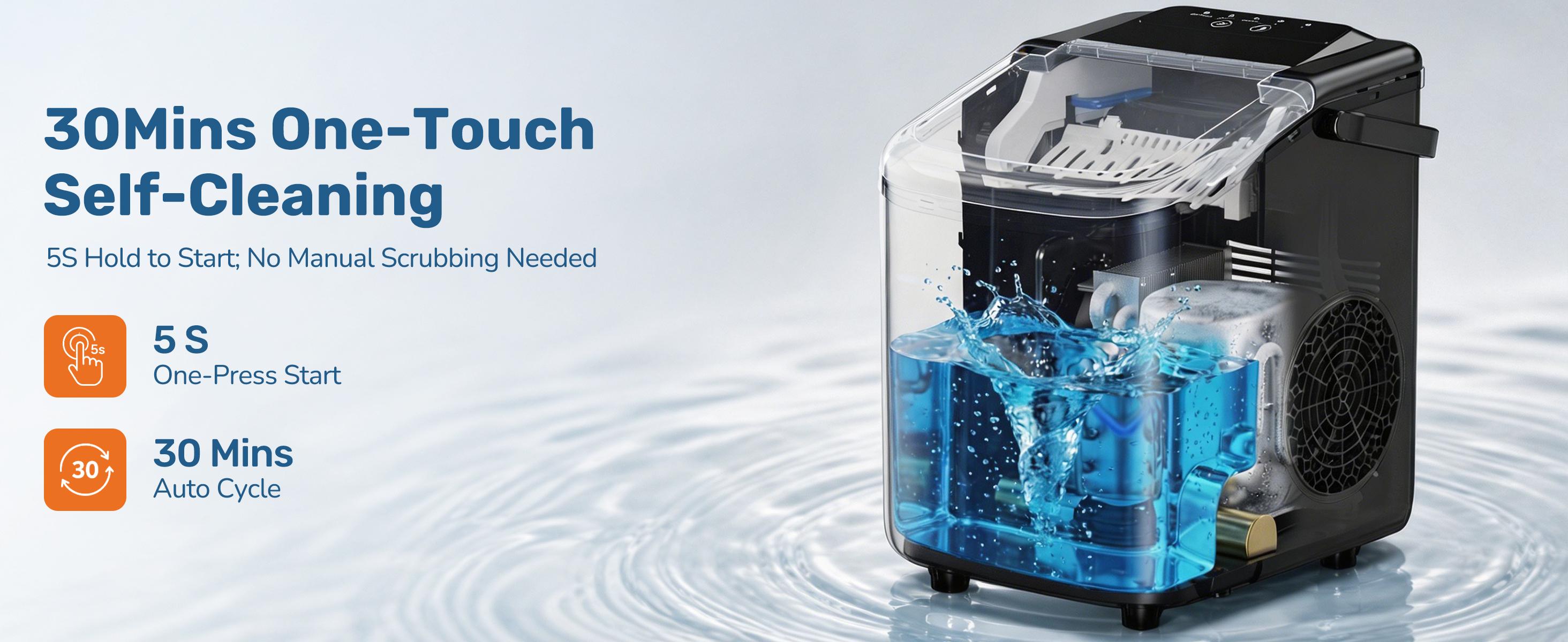 Countertop Ice Maker Machine, 26lbs Daily Output Portable Ice Maker with 1.2L Water Tank, 6-8 Mins Fast Ice Making, S/L Bullet Ice Size, Low Noise Ice Machine for Home, Kitchen, Camping & Bar Party