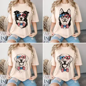 USA Heart Shades Dog Lover Gift, 50 Breeds America's 250th Anniversary T-Shirt, Patriotic Puppy Collection, 4th of July & 250th Anniversary Dog Shirt, Sand Cozy Gildan Unisex Pet Lover Gift-Howard SF