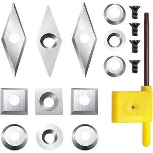 17 count Tungsten Carbide Cutters Inserts Set, Lathe Tools for  Lathe Turning Tools, Supplied with Screws and  (-17Pcs)