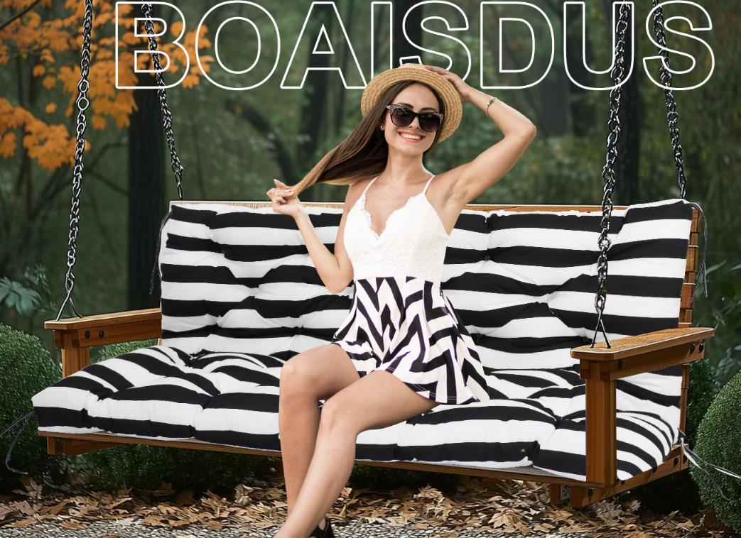 2025 Upgrade Hollywood Swing Cushion Waterproof Thick 5" Outdoor Swing Cushion with Backrest 60"X40" 2-3 Seater Bench Replacement Cushion for Outdoor Furniture Porch Patio Garden